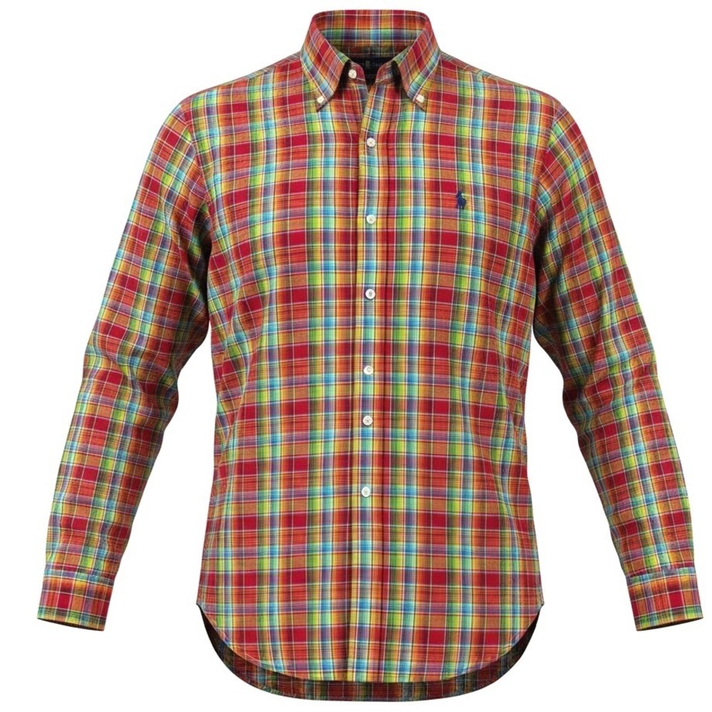 Ralph Lauren Classic Fit Plaid Shirt‎ Mens M Red Button Down Preppy Y2K Madras